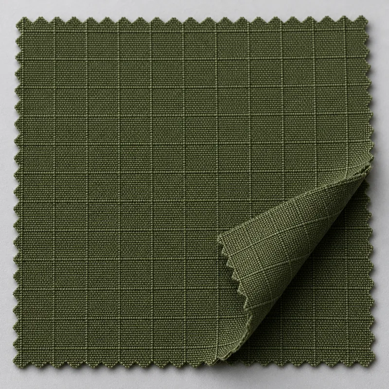 AI illustration: 65/35 poly-cotton ripstop fabric swatch