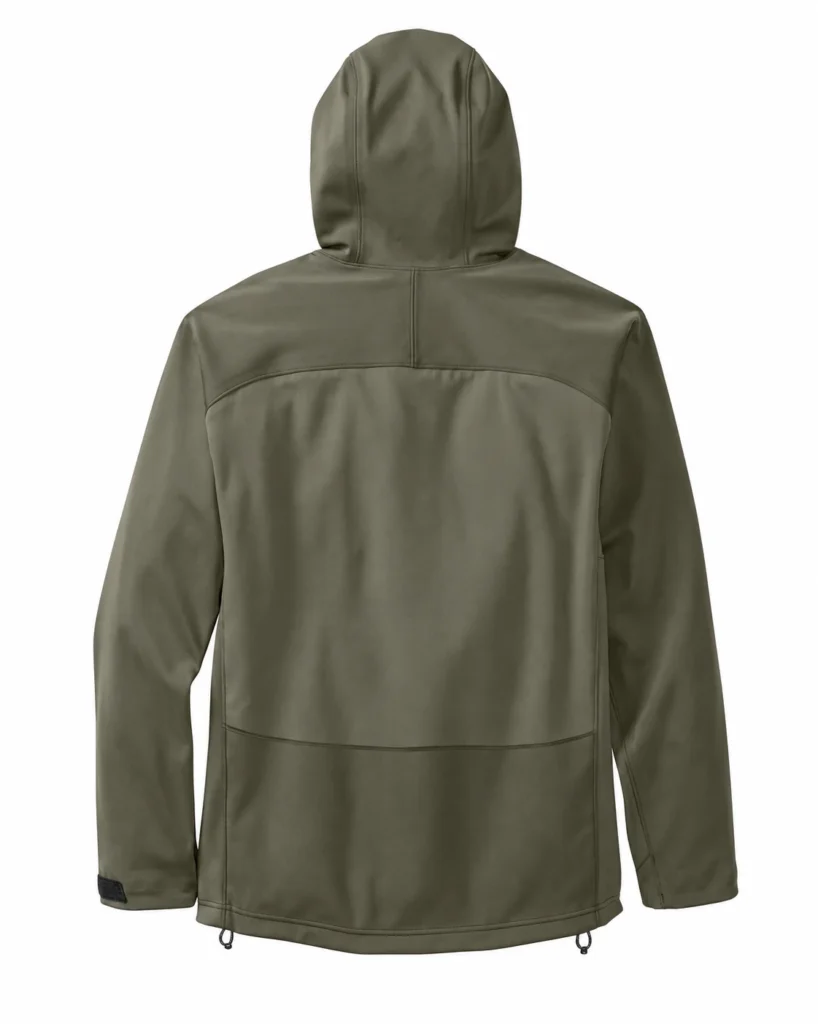 Hooded Hybrid Hunting Softshell Jacket design reference, back view
