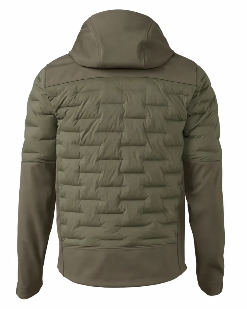 Thermal Hybrid Hooded Hunting Jacket design reference, back view